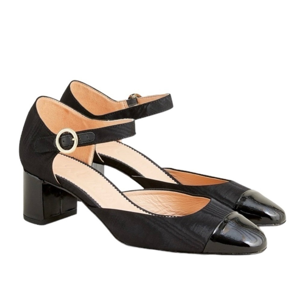 J. Crew Black Two-Tone Mary Jane Block Heel Pumps
